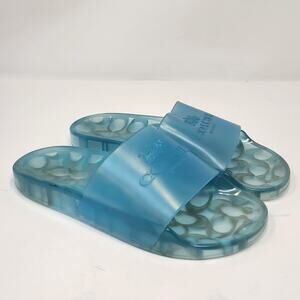 Coach Ulyssa Blue Jelly Rubber Slides Women Size 6 Slip On Sandal Signature Logo